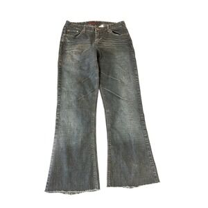 Mudd Juniors 11 Y2K Flare Jeans Low Rise Faded Wash Denim Raw Hem Grunge Vintage